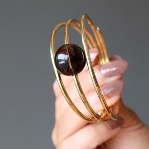 Smoky Quartz Bracelet Eye of Elegance Protective Gold Coil
