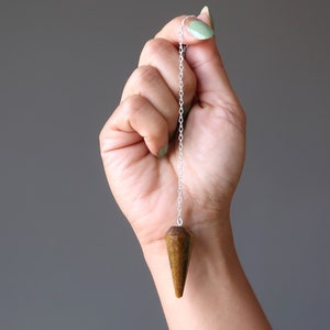 Tigers Eye Pendulum Confident Healers Divination Sterling Silver