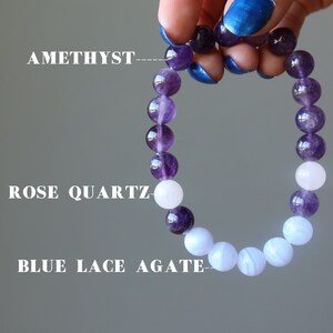 Crystal Sleep Bracelet - Blue Lace Agate, Amethyst, Rose Quartz