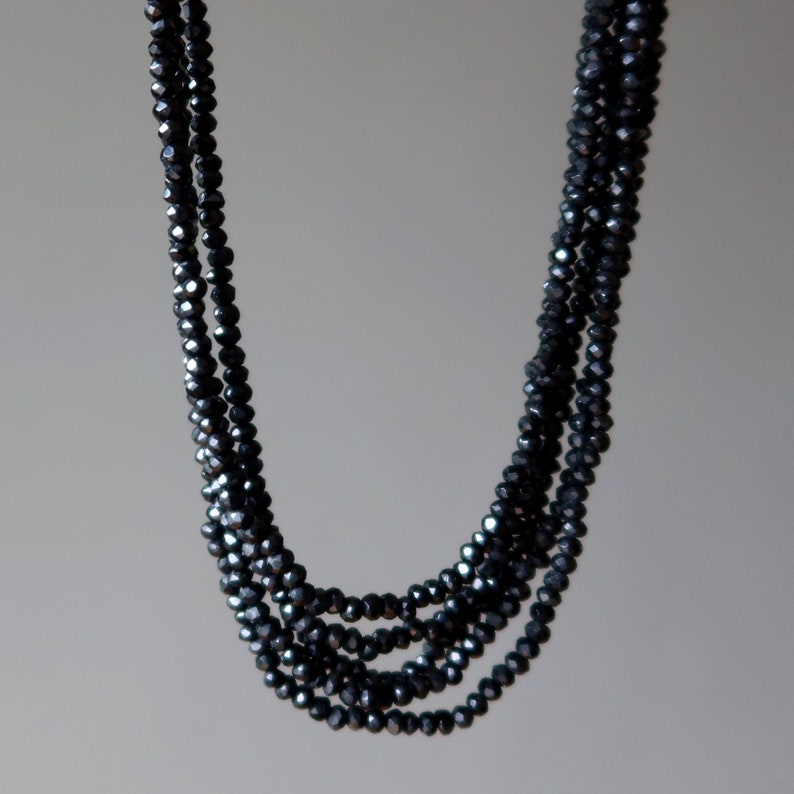 Spinel Necklace Black Empress Faceted 5-Strand Gems image 1