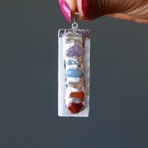 Selenite Pendant My 7 Glowing Chakras Aura Sealing Satin Spar