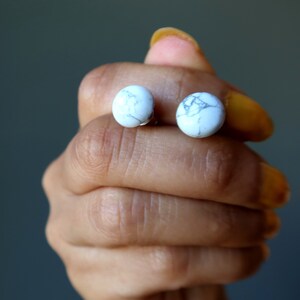 Howlite Earrings My Pretty Little White Stud Gemstones