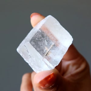 White Calcite Cube Raw Glacier Optical Icelandic Spar Crystal
