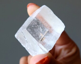 White Calcite Cube Raw Glacier Optical Icelandic Spar Crystal