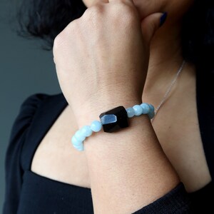 Aquamarine Black Tourmaline Bracelet Serenity Stones