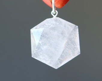 Colgante de cuarzo transparente Gema de portal de cristal hexagonal del viajero del tiempo