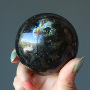 Labradorite Sphere Dark Side of Moon Flash Crystal Ball