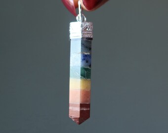 Chakra Pendant Point Layered Rainbow Crystal Charm