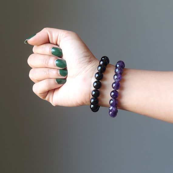Amethyst and black tourmaline bracelet sale