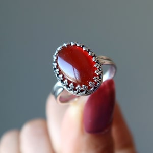 Carnelian Ring My Love is Stunning Orange Gem Adjustable Sterling