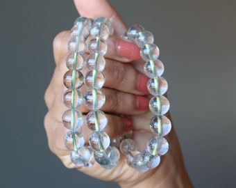 Clear Quartz Bracelet Phantom Chlorite Healing Crystal