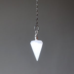Selenite Pendulum Celestial Destiny White Satin Spar Stone Crystal