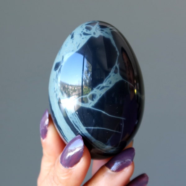 Spiderweb Obsidian Egg Dream Weaver Intuitive Protection Stone