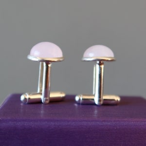 Rose Quartz Cufflinks Love on my Sleeves Silver Gemstones