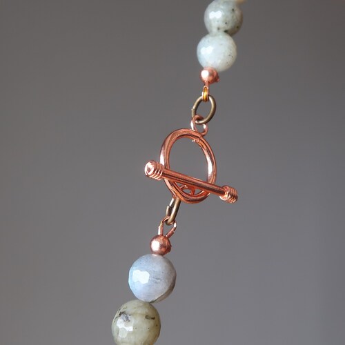 Labradorite Necklace Boutique shops Raku Goddess Mother Earth Faceted Blue Flash Gemstone