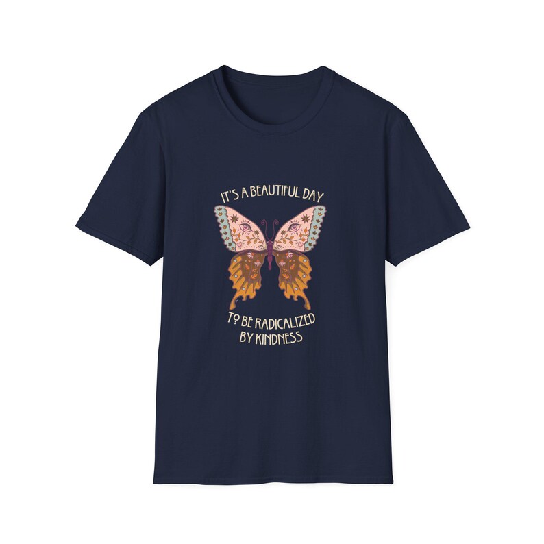 Radical Kindness Butterfly T-Shirt – Folk Art Mr. Rogers Inspired Unisex Tee image 5