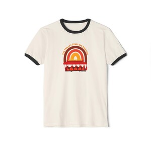 The Trolley Stops For Everyone Mr. Rogers Tribute Ringer T-Shirt | Retro Rainbow Tee | Kindness Shirt image 4