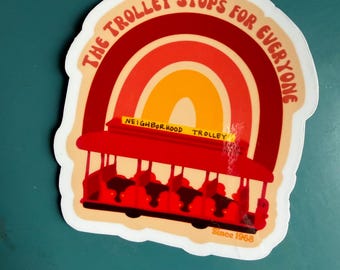 Mr. Rogers Neighborhood Trolley Aufkleber – Retro Regenbogen Design, Seit 1968