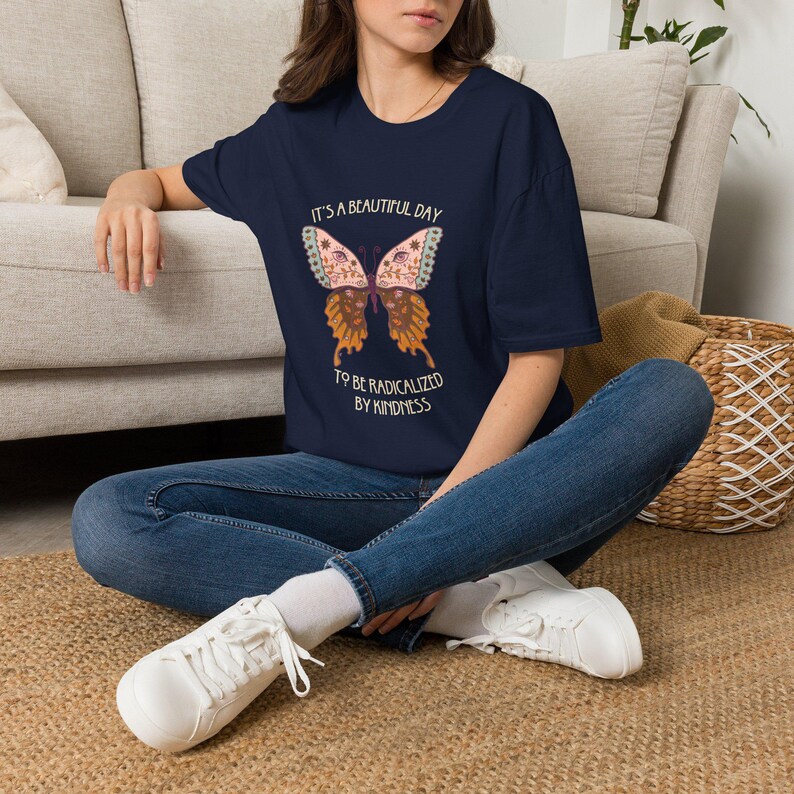 Radical Kindness Butterfly T-Shirt – Folk Art Mr. Rogers Inspired Unisex Tee image 16