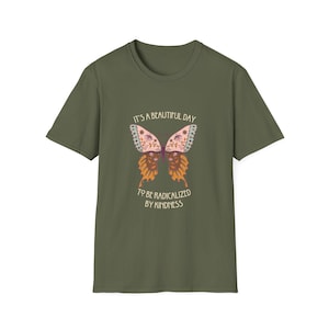 Radical Kindness Butterfly T-Shirt – Folk Art Mr. Rogers Inspired Unisex Tee image 1