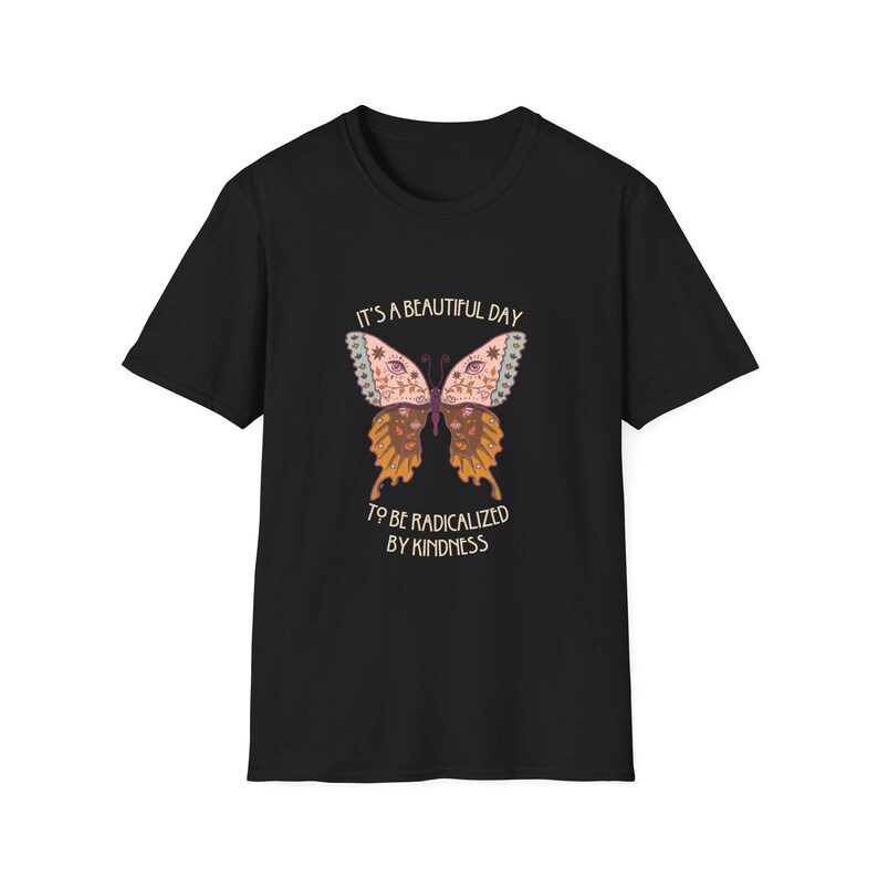 Radical Kindness Butterfly T-Shirt – Folk Art Mr. Rogers Inspired Unisex Tee image 2