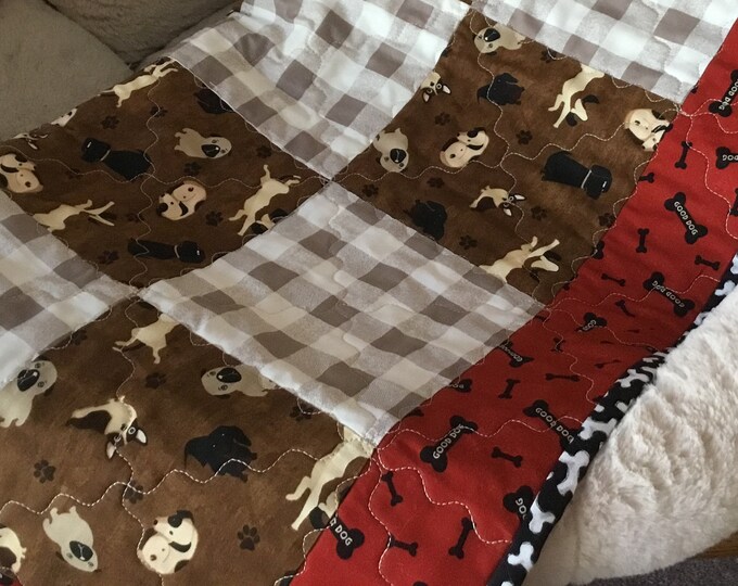Gingham Dog Quilt, Dog Quilt Gingham, Quilted Dog Blanket, Dog Bed