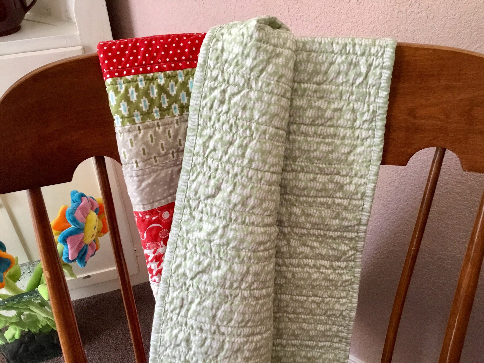 Quilted Bed Scarf, Quilted Table Runner, Quilted Partial Coverlet