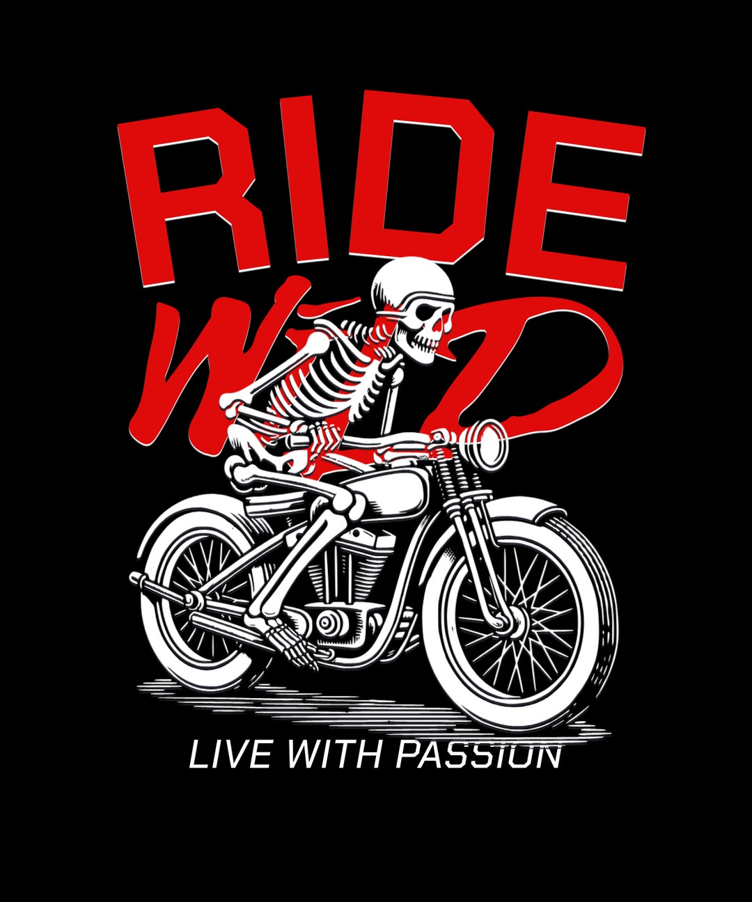 Ride Wild Motorcycle Printable Digital Graphic Image Download Vintage