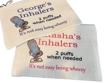 Personalised Zipped inhaler bag