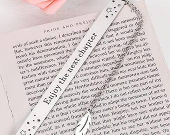 Bookmark "Enjoy the next chapter" bookmark with feather charm