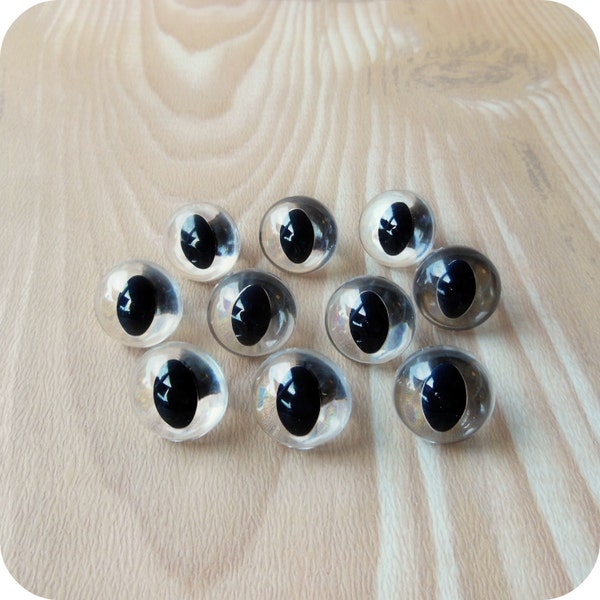 Clear Paintable Cat Eyes 12mm 15mm 18mm - 6 pairs Craft Safety Eyes - Your Choice