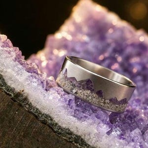 Mountain Range Titanium Cremation Rings/Bands ,Memorial Ring, Ashes Keepsake, Cremation Jewelry, Pets Tribute, Gift for family