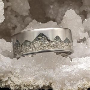 Anneaux/alliances de crémation en titane de la chaîne de montagnes, bague commémorative, souvenir des cendres, bijoux de crémation, hommage aux animaux de compagnie, cadeau pour la famille
