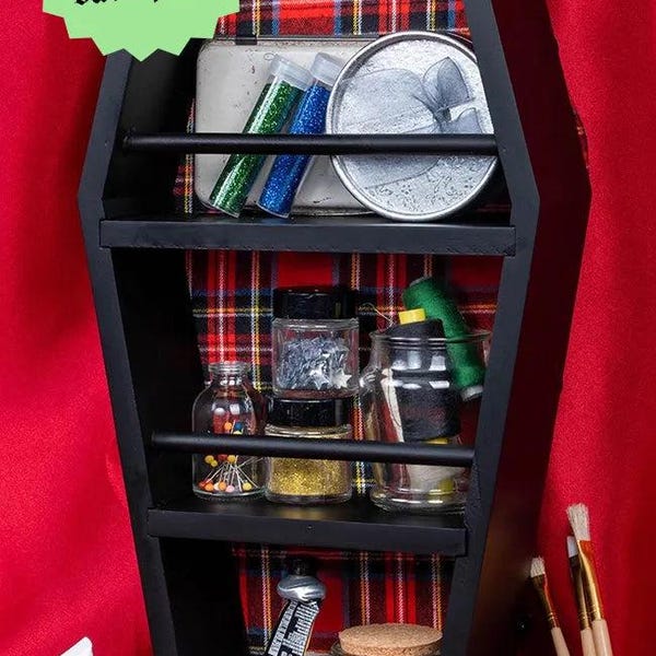 Mortuary Customisable Coffin Shelf! Change the design to fit your Gothic home!
