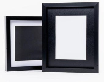 Black Shadow Box Frame with Glass Front Sizes from 4"x4" to A3