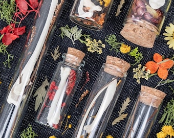 Unika kuriosaflaskor | Ben | Burkar, klockar, flaskor med blommor, mossa och ben
