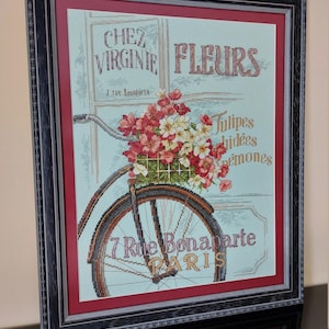 PDF + SAGA Kruissteekpatroon Parijse fiets Parijse Franse tulp Hortensia sampler Quaker borduurpatroon Getelde borduurwerk Bloemen