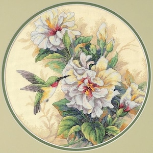 Modèle de point de croix Markup PDF + SAGA Duo d'hibiscus Mésange bleue Oiseaux Saisons Nichoir Maison boisée Cardinaux Branche Arbre Printemps Saison