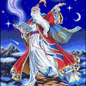 Kruissteekpatroon Keeper Markup PDF + SAGA Midnight Enchanter Tovenares en tovenares spellbinder Magiër Heks Planeet Borduurpatroon