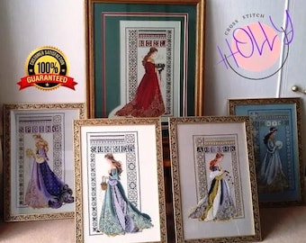 SET 5 Cross Stitch Pattern Keeper Markup PDF Lady Spring Summer Autumn Winter Noel Seasons Miss Woman Series Collection Dress Dmc