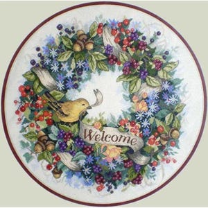 Cross Stitch Pattern Keeper Maerkup PDF + SAGA Berry Wreath Welcome Flowers Bird Spring Berries Fruits Seasons Thread Vintage Embroidery