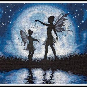 Kruissteekpatroon Keeper Markup PDF + SAGA Schemering silhouet Sprookje Engel Vrouw Dame Natuur Bos Borduurpatroon Engel borduurwerk