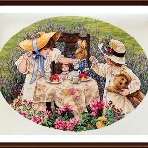 Cross Stitch Pattern Keeper Markup PDF + SAGA Afternoon Tea Provence Vintage Baby Girls Flowers home Lavender Shabby Needle Season