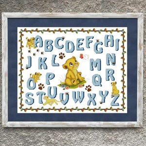PDF Cross Stitch Pattern Keeper Markup King Lion Simba Mufasa Cartoon ABC Story Tale Children Garden Alphabet Sampler Baby  Embroidery Dmc