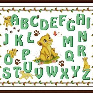 PDF Cross Stitch Pattern Keeper Markup King Lion Simba Mufasa Cartoon ABC Story Tale Children Garden Alphabet Sampler Baby  Embroidery Dmc