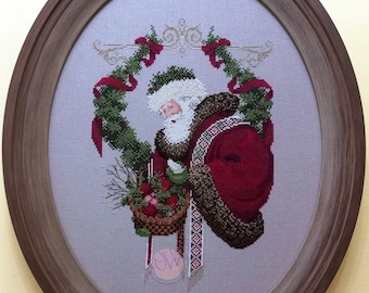 PDF + SAGA Kruissteekpatroon Bewaarder Markering Cadeau Vrede Noel Kerstmis Goud Rood Seizoenen Kerst Magie Borduurpatroon Kerstman