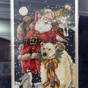 Kruissteekpatroon keeper Markup PDF + SAGA Geliefde Kerstman Bos Noel Kerstgeest Rode seizoenen Kerstmis IJsbeer Borduurpatroon Kerstmis