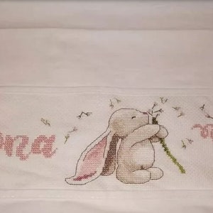 Padrão de ponto cruz pdf borda folha coelho boa noite rosa nascimento do bebê menina berço kit bordado ponto cruz padrão bebê