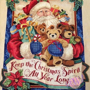 Kruissteekpatroon keeper Markup PDF + SAGA Bearing geschenken Santa Forest Noel Christmas Spirit Red Seasons Xmas Bear Borduurkaart Kerstmis