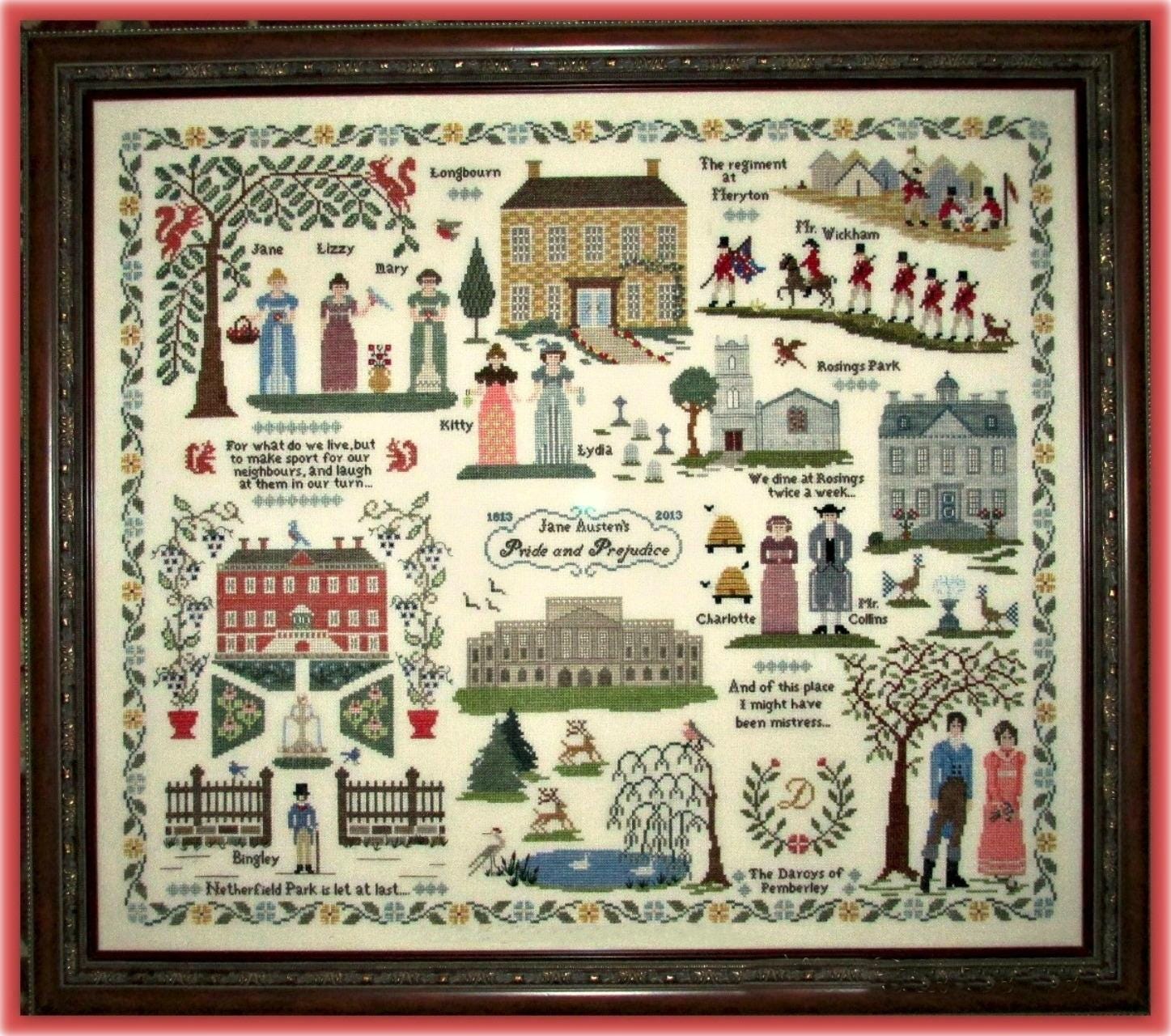 Cross Stitch Pattern Keeper Markup PDF + SAGA Pride and Prejudice Antiques Sampler Quaker Needleworker Vintage House Cottage Tree Seasons